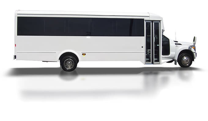 White Party Bus Exterior Side View